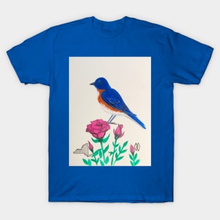 New York state bird and flower, the bluebird and rose T-Shirt